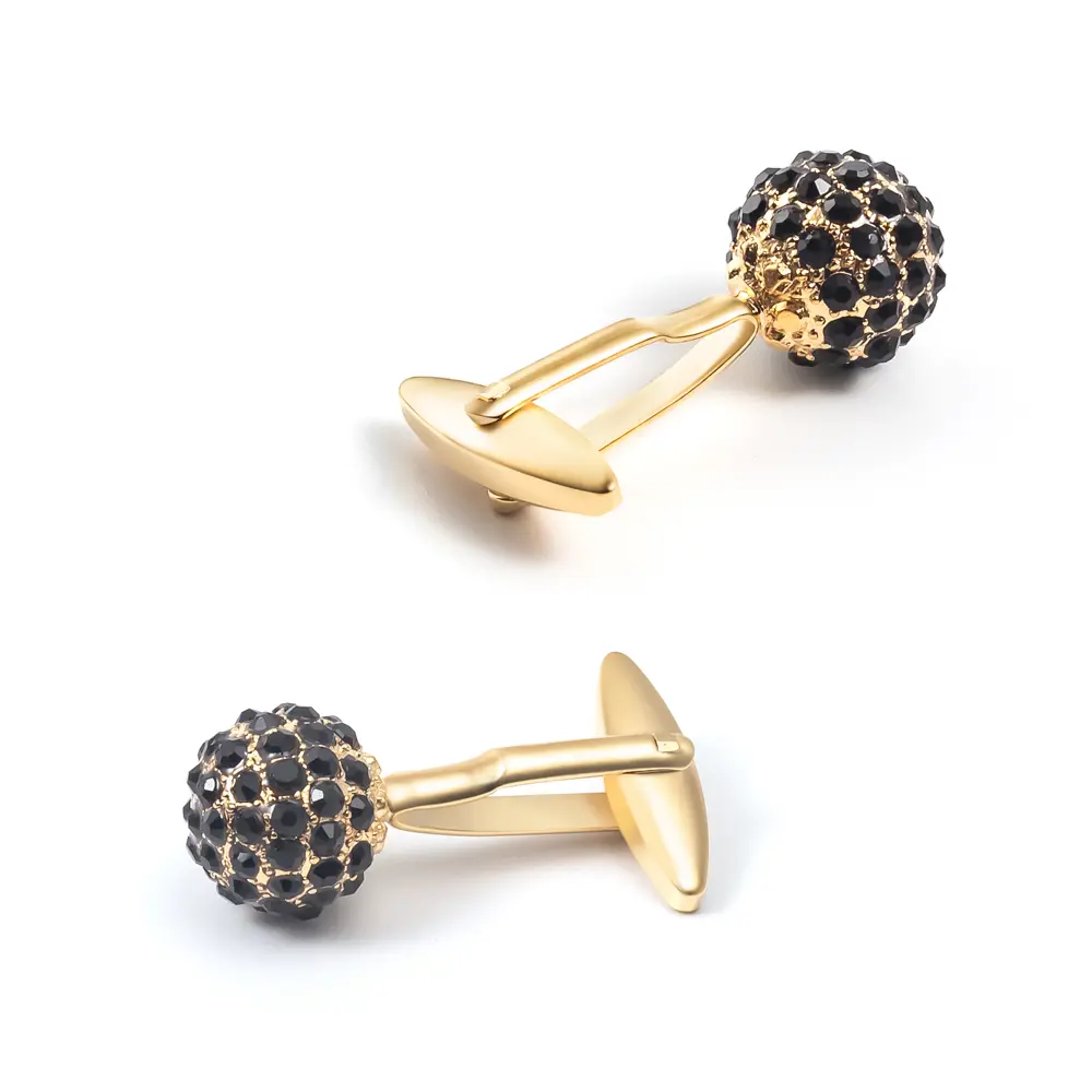 OEM Luxury Crystal Cufflinks Wholesale Round Gold Plated Brass Cufflinks With Rhinestone CS0013-G Factories, Company