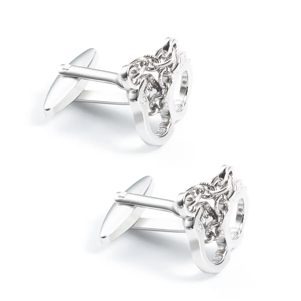 Wholesale Novelty Design Unique Good Quality Men Silver Plated Handcuffs Copper Cufflinks For Men Shirt CL0271