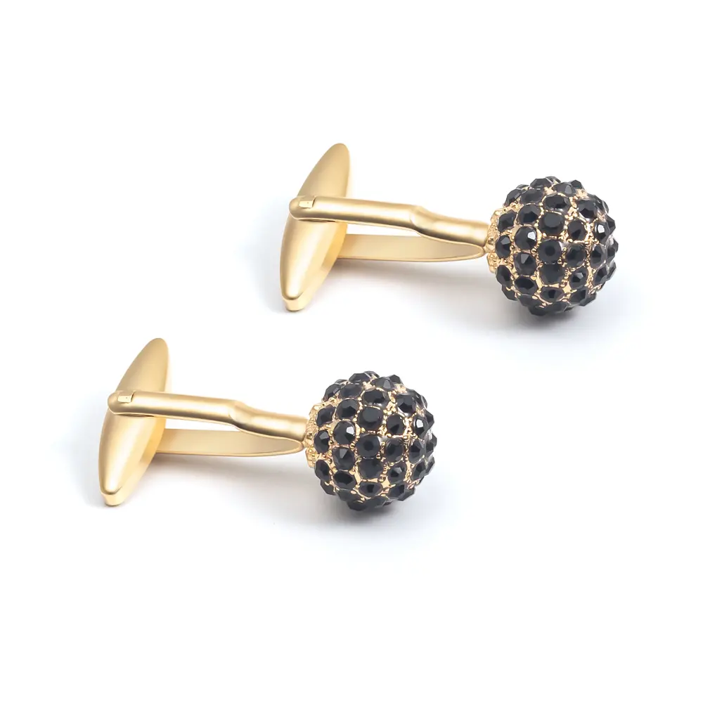 OEM Luxury Crystal Cufflinks Wholesale Round Gold Plated Brass Cufflinks With Rhinestone CS0013-G Factories, Company
