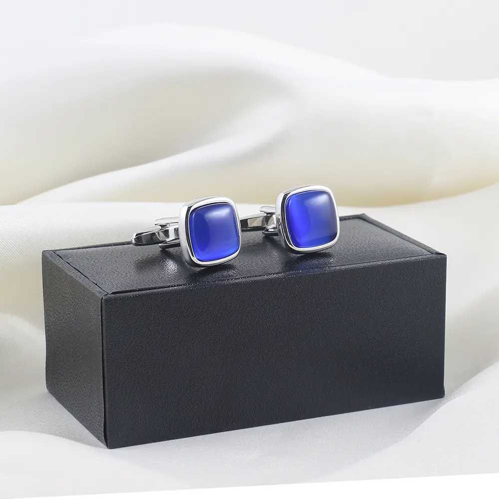 Wholesale Factory Sales Silver Plated Blue Sodalite Stone Personalized Cufflinks for Men Shirt Jewerly Suppliers, Exporters