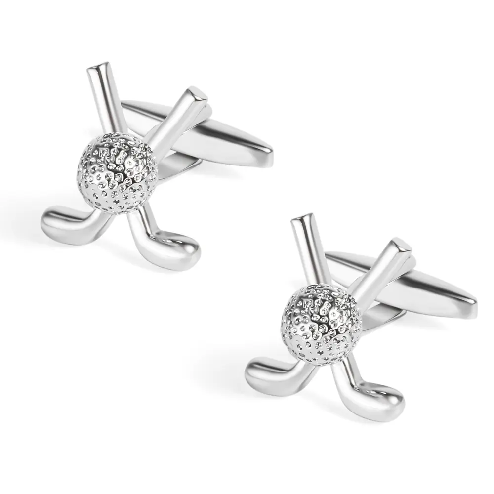 ODM JINJIE High Quality Low MOQ Men's Fashion Silver Plating Brass Sport Golf Cufflinks CL0036 Exporter, Companies