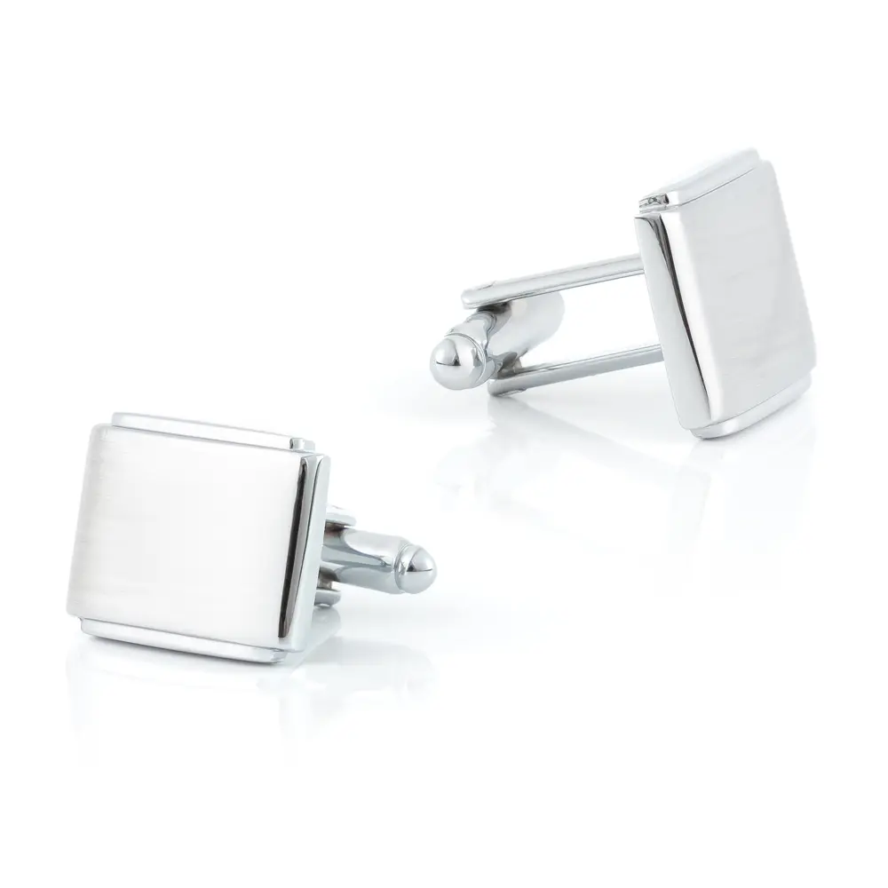 Custom Low Price Simple Business French Square Metal Copper Silver Cufflinks For Mens Suit Accessories CL-C371 Factory, Exporter