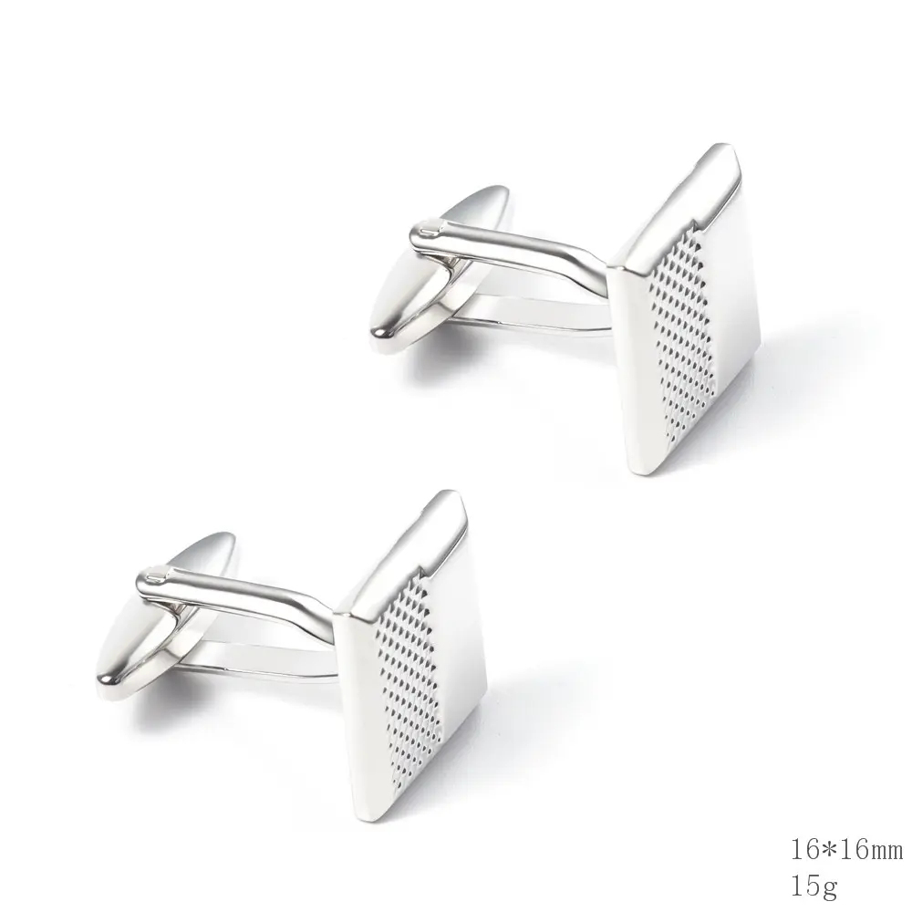 Wholesale Silver Engraved Texture Simple Cuff Links Custom Mens Business Fashion Accessory Gift CL0149-S