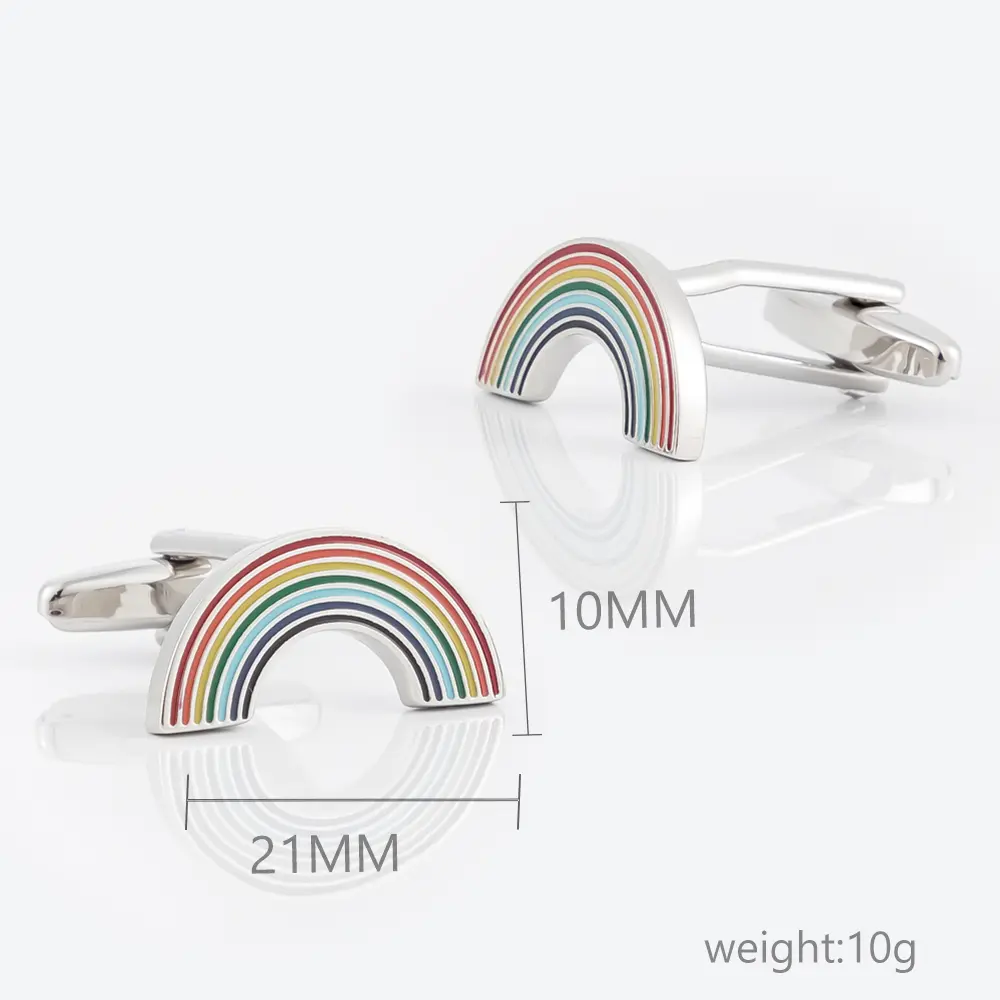 Wholesale Elegant Rainbow Enamel Cufflinks Men's Suit Wedding Tuxedo Trendy Shirt Jewelry CC8370