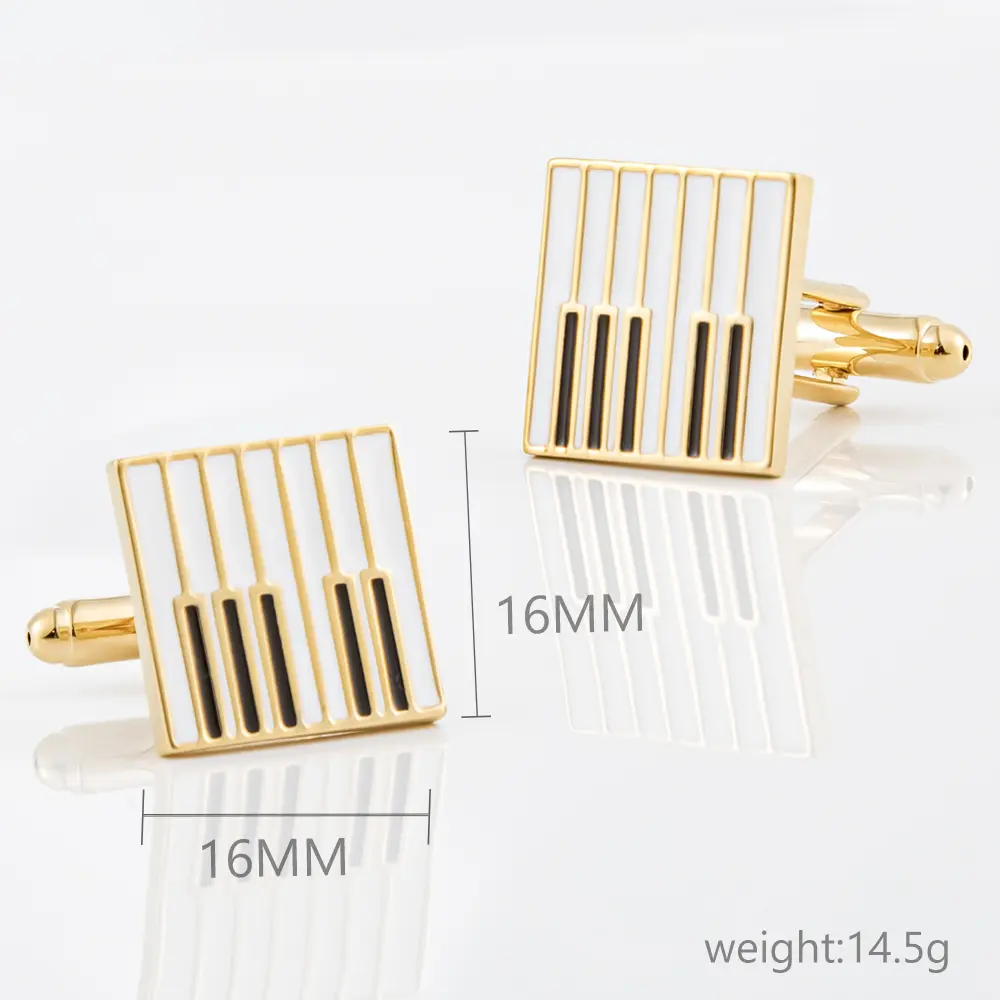 OEM JINJIE Factory Wholesale Fancy Square Gold Piano Keys Cufflinks Men Gifts Fashion Accessory CC8945 Factory, Company