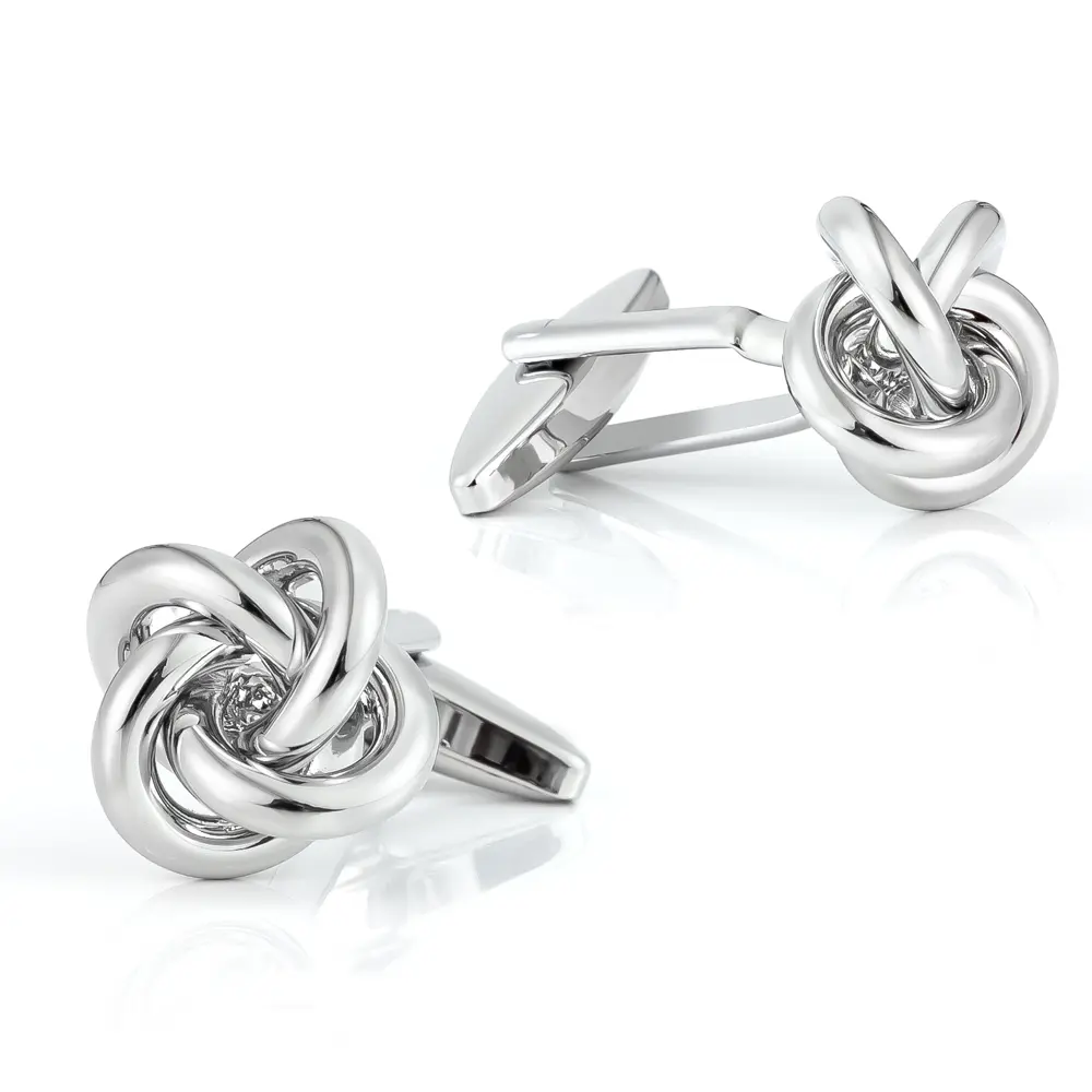 OEM Classic Metal Silver Knot Cufflinks Collection Luxury Men Shirt Stylish Twist Knot Cuff Links Manufacturer, Suppliers