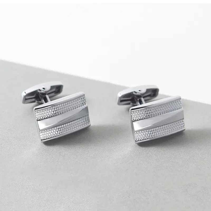Custom French Rectangular Silver Plated Classic Cufflinks Suit Shirt For Men CLW0013-S Factory, Exporters