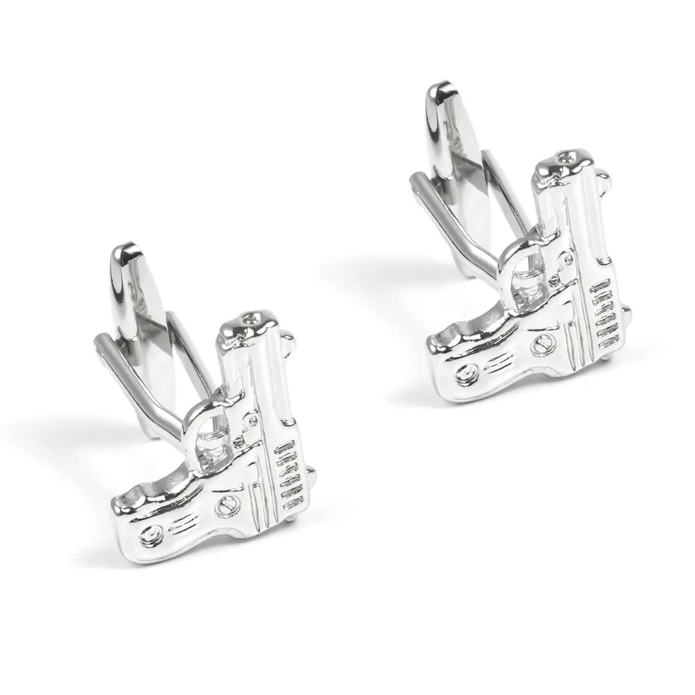 Wholesale Funny High Quality Silver Novelty Pistol/ Hand Gun Shape Design Cufflinks for Men Shirt CL0039-S Supplier, Suppliers