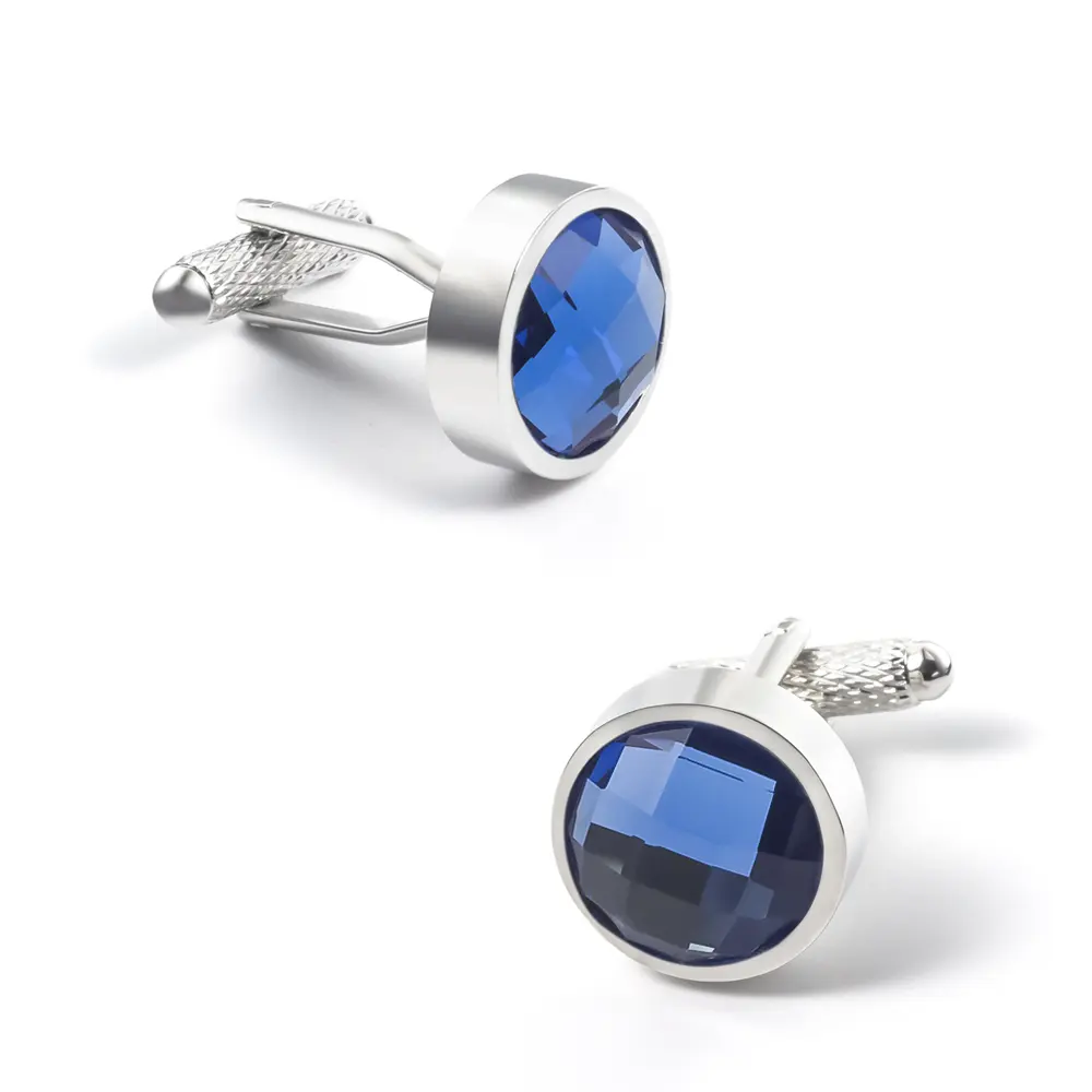 ODM Men's Cufflinks Blue Eyes Gemstone Zirconia Cufflinks Hot Selling CS0091-2 Manufacturers, Exporter