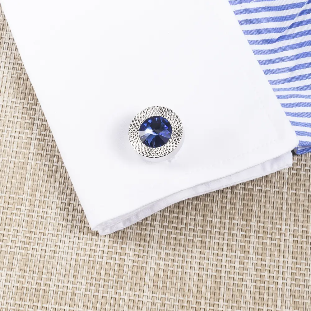 Custom Quality Bulk Cufflinks Men Shirt Accessory Personalised Blue Sapphire Cufflinks CSW0035 Manufacturer, Supplier