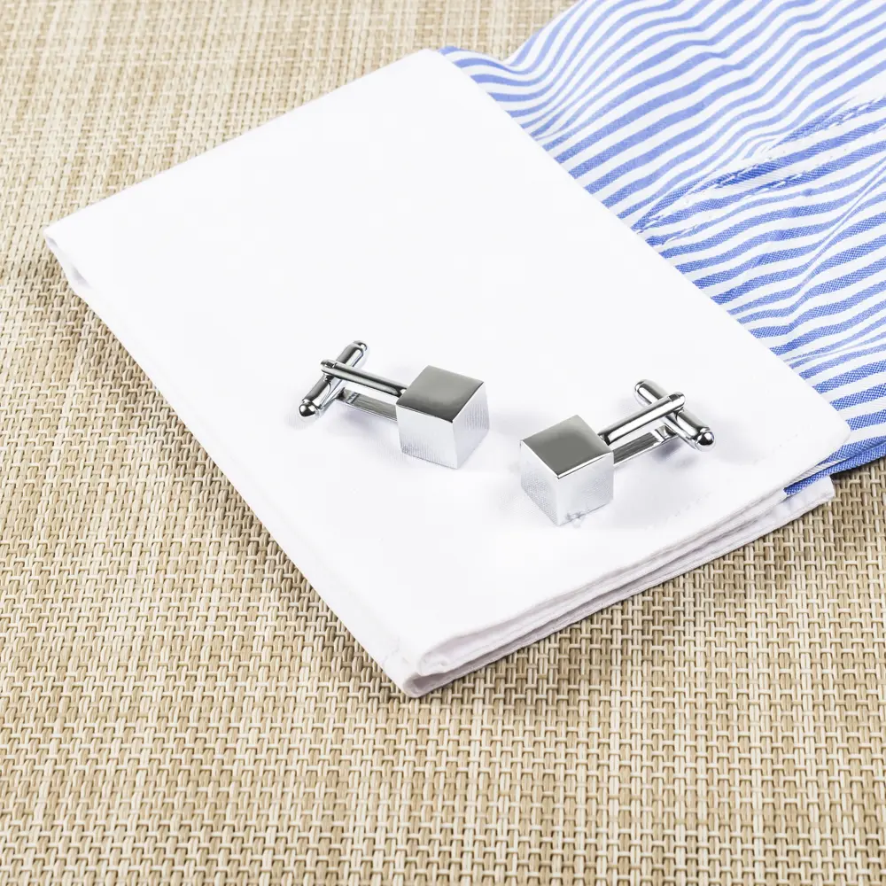 ODM Factory Stock Metal Silver Cube Cufflinks French Cuff link Mens Shirt Jewelry Gift CL-C152 Manufacturer, Supplier