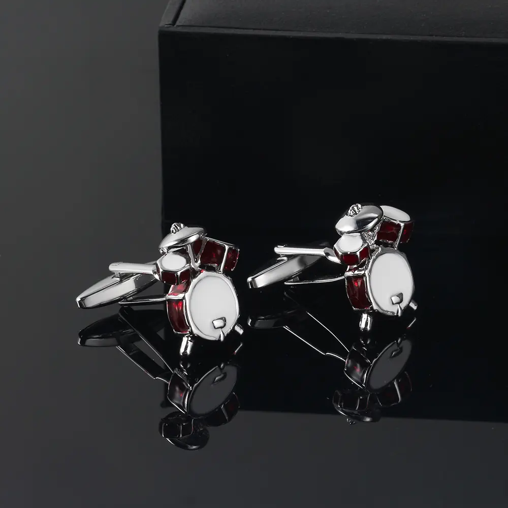OEM High Quality Music Series New Red Enamel Drum Rack Metal Cufflinks CC0119
