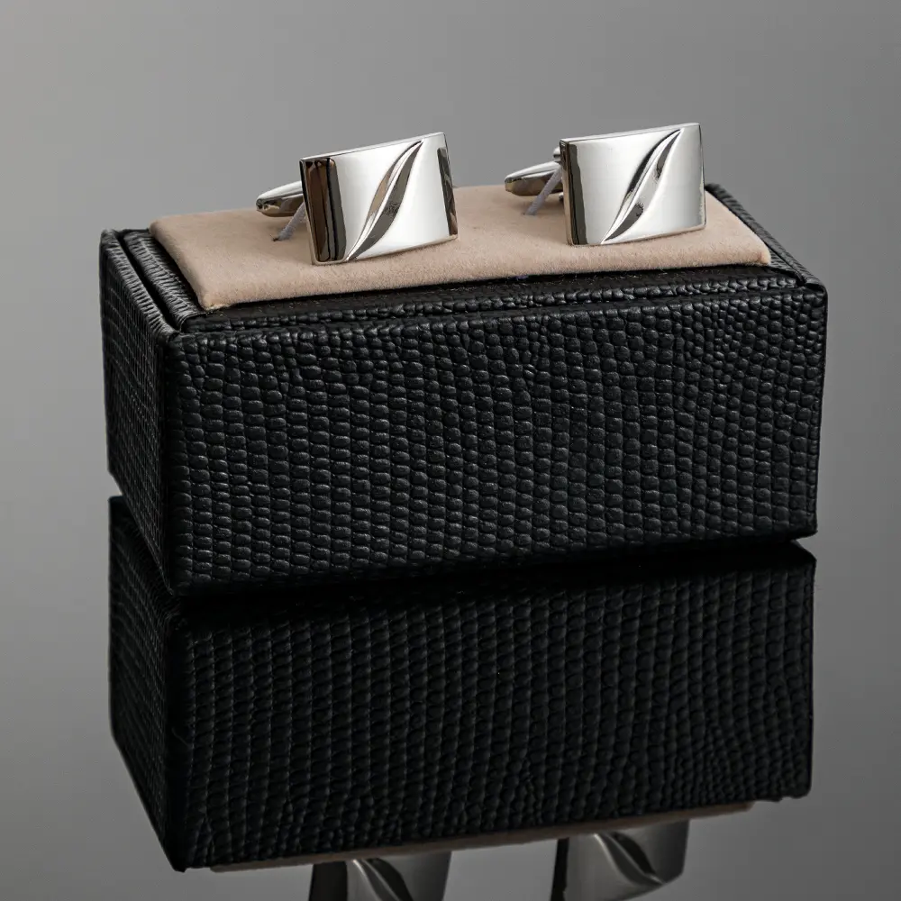 Wholesale Fashion China Custom Engraved Men Silver Color Square Copper Cufflinks CL0085