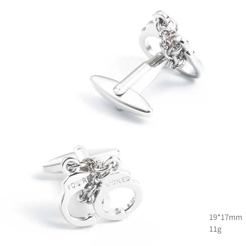 Wholesale Novelty Design Unique Good Quality Men Silver Plated Handcuffs Copper Cufflinks For Men Shirt CL0271