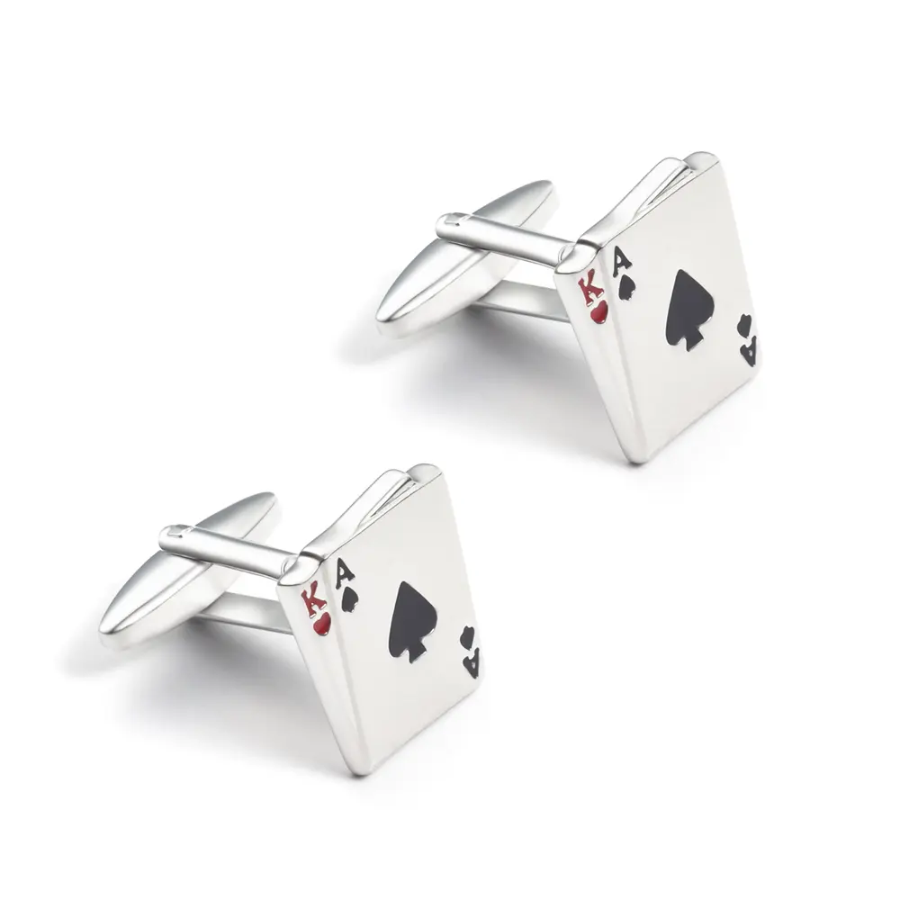 Wholesale New Style Playing Poker Card Cufflinks Custom Brass Engraved Shirt Cufflinks Men CC0207