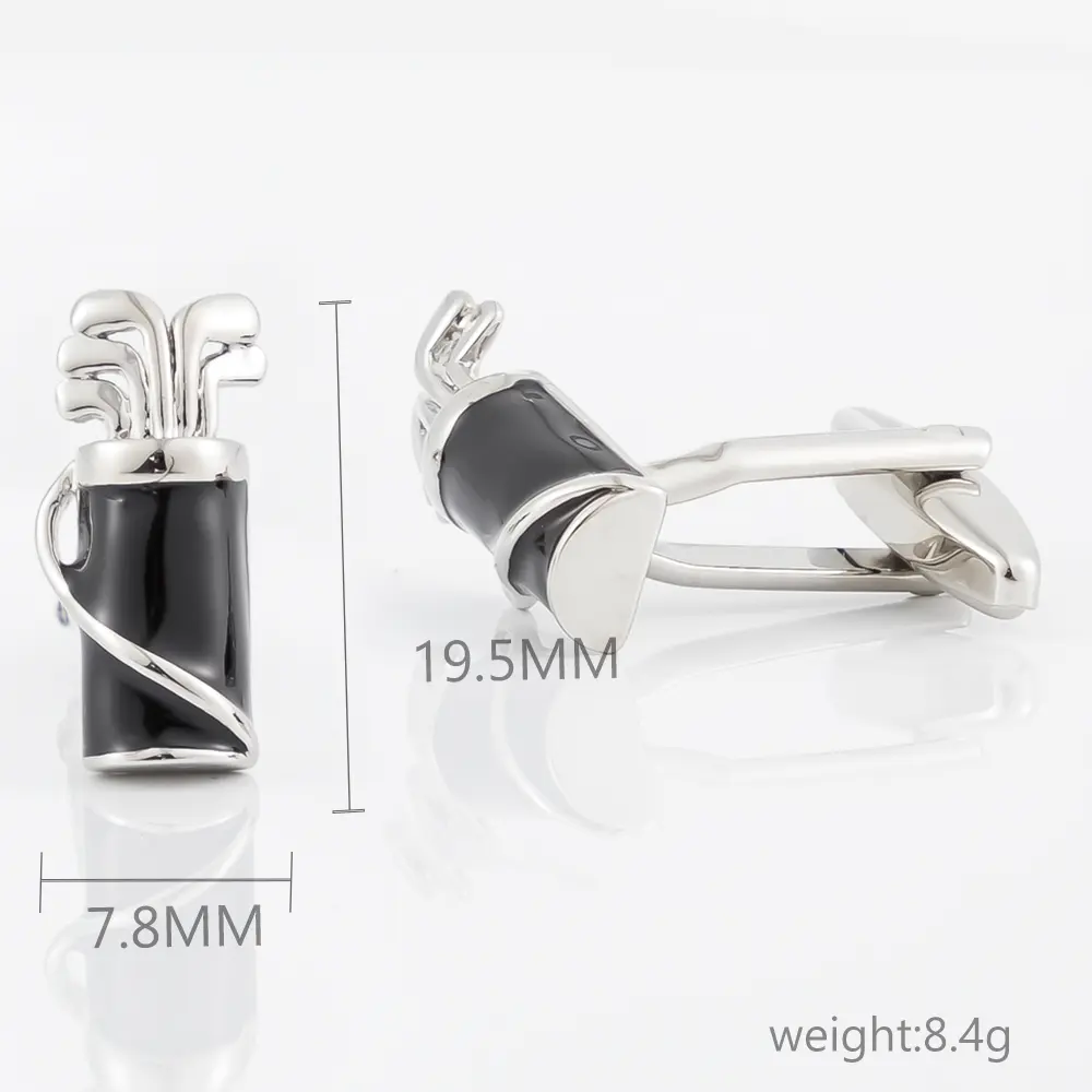 Custom JINJIE Wholesale Elegant Black Onyx Golf Bag & Clubs Cufflinks For Men Shirts CC8276 Company, Companies
