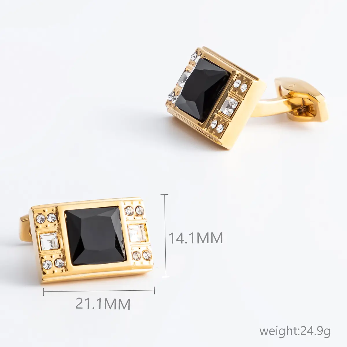 ODM Factory Supply Square Black Onyx Golden Plated Cufflinks Men's Formal Dress Shirt Cuff Link CS0103 Manufacturer, Manufacturers