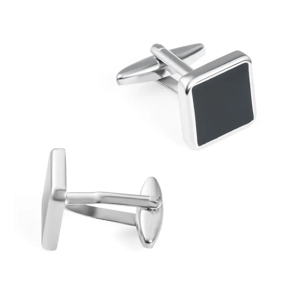 Wholesale China Cheap Stock Blank Classic Simple Black Enamel Cufflinks for Men On Shirt CC-Q200 Suppliers, Exporters