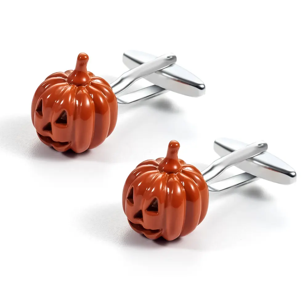 OEM Factory Yellow Color Halloween Pumpkin Design Cufflinks for Men Shirts CC0192 Manufacturer, Factory