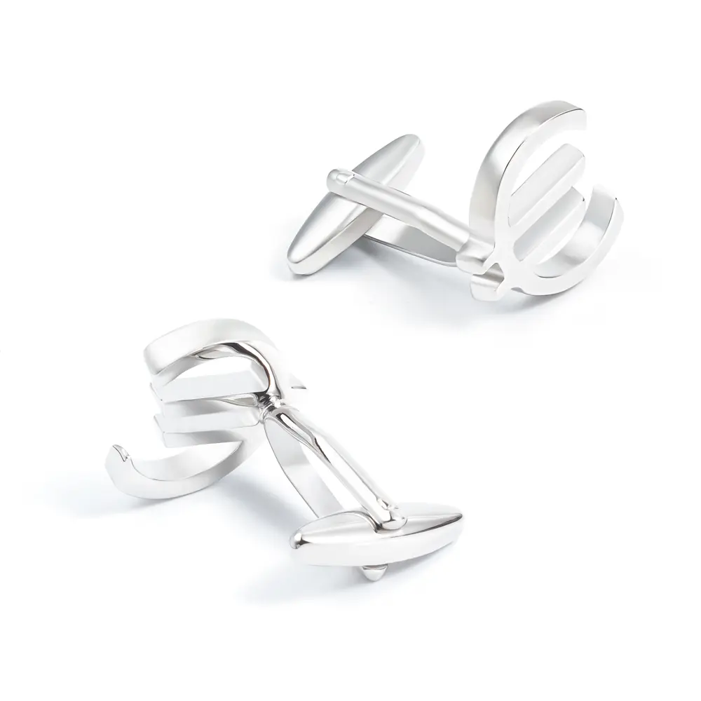 ODM Cufflink Manufacturer Silver Plated Euro Sign French Business Shirt Suit Cuff Links for Men Wholesale CL0127 Exporters, Companies