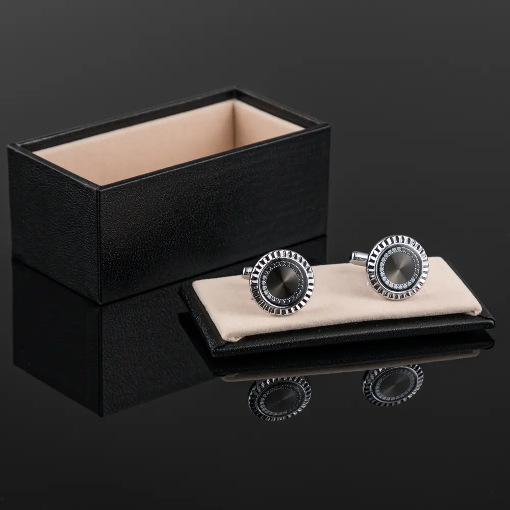 Custom Low MOQ Cheap Silver Color Engrave Sunflower Pattern Round Customized Cufflinks CA9004 Manufacturer, Supplier