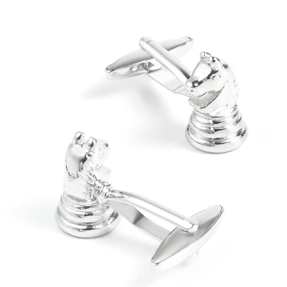 Wholesale JINJIE Fashion Novelty Copper Silver Color Plated  Knight Chess Cufflinks Men Business Gifts CL0018 Factory, Factories