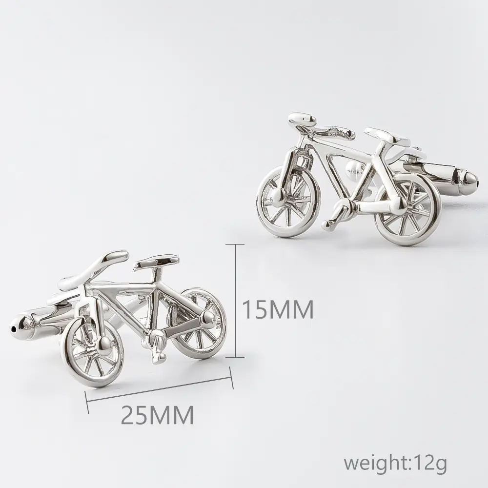 Wholesale Silver Bicycle Novelty Cuff links Custom Bike Mens Business Suit Cufflink CL0207-2