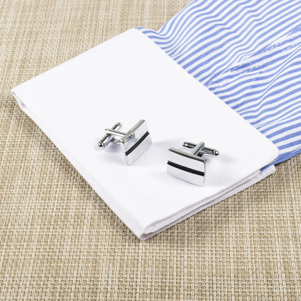 Custom Elegant Formal Men's Silver Plated with Black Enamel Cufflinks Low Price Wholesale CC-Q066 Factory, Company