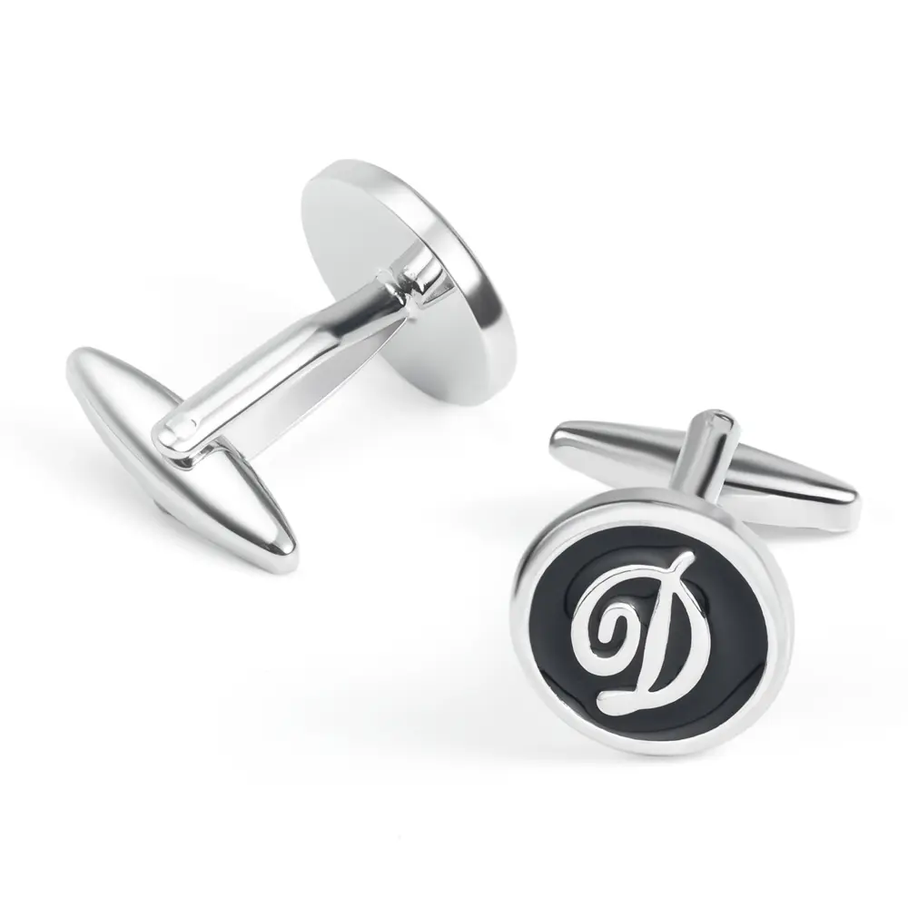 OEM Hot Selling Cufflinks Alphabet Soft Enamel Brass Black Letter Cuff Links for Men CC0011 Factories, Exporters