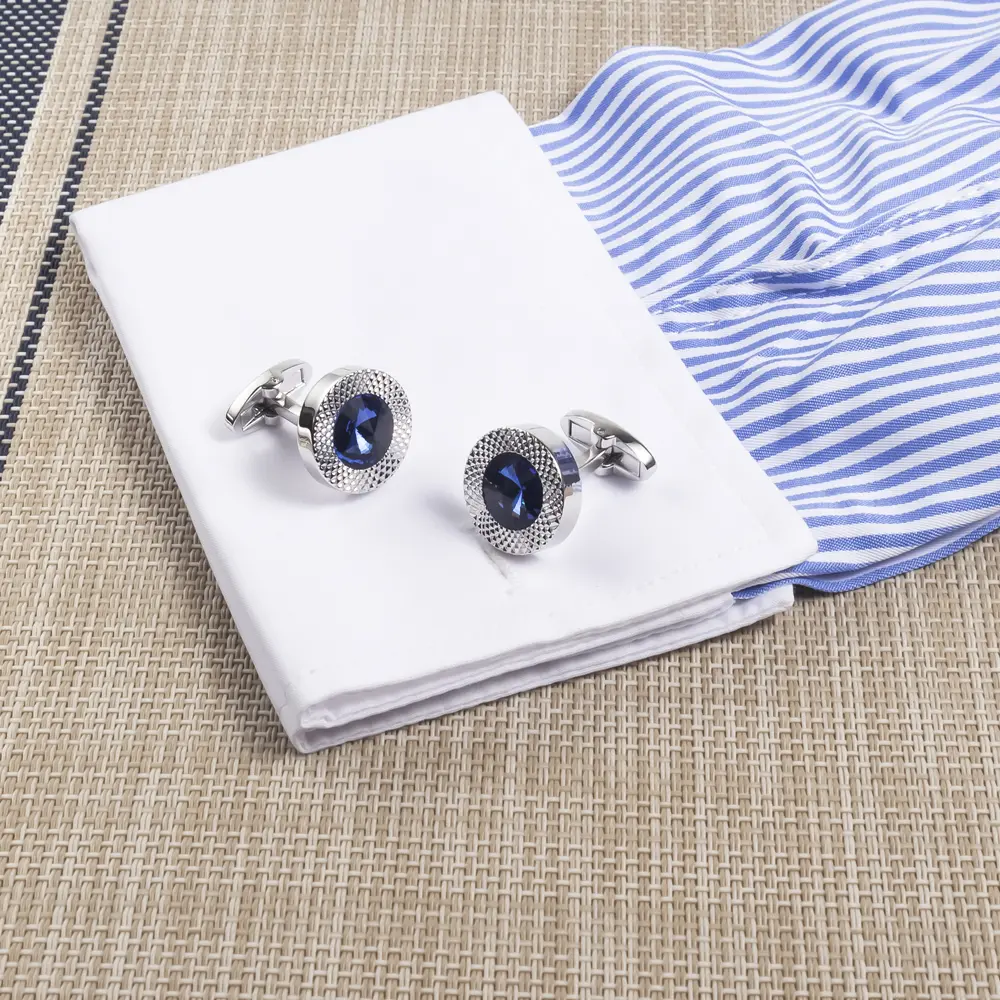 Custom Quality Bulk Cufflinks Men Shirt Accessory Personalised Blue Sapphire Cufflinks CSW0035 Manufacturer, Supplier