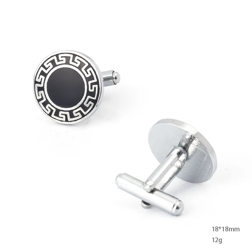 Custom Men Vintage Silver Plated Enamel Black Designer Cufflinks Manufacturer Wholesale CC0227 Supplier, Suppliers