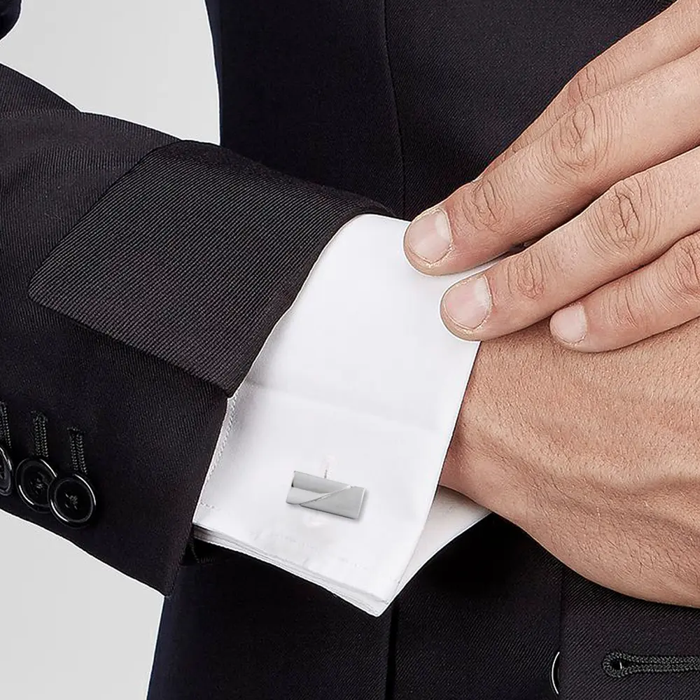 OEM Simple Fashion Sliver Rectangular Metal Mens Cufflinks Wholesale CL0079-2 Manufacturer, Company