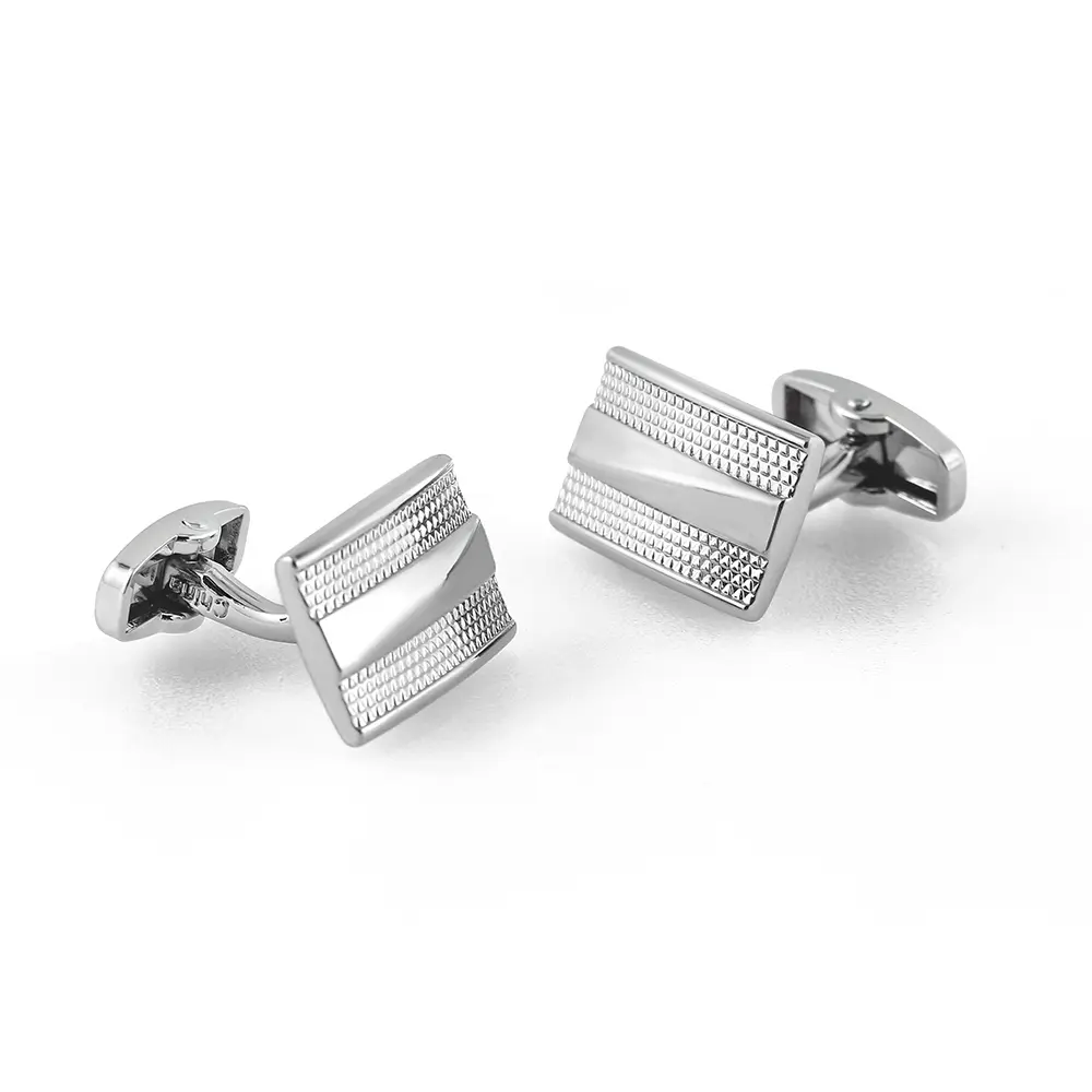 Custom French Rectangular Silver Plated Classic Cufflinks Suit Shirt For Men CLW0013-S Factory, Exporters