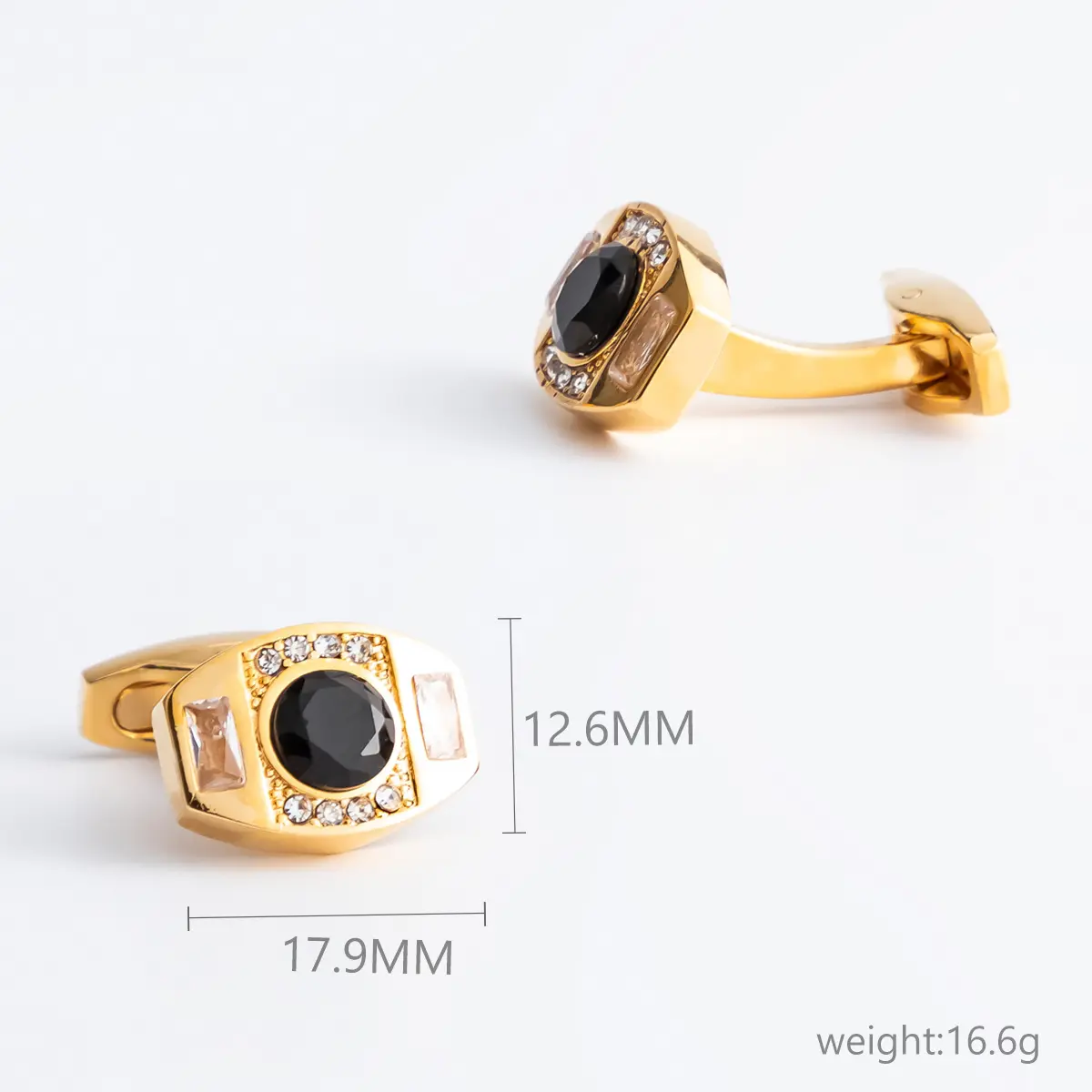 OEM High Quality18K Golden Plated  Vintage Men's Black Onyx Gemstone Cuff Link CS0105 Exporter, Company