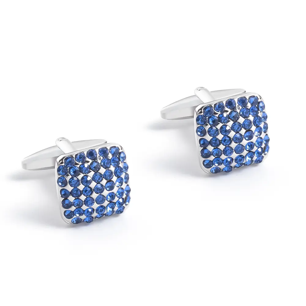 Wholesale Elegant Blue Crystal Rhinestone Men's Wedding Jewels Diamond Cufflinks For Men Shirt CS0015 Exporter, Exporters