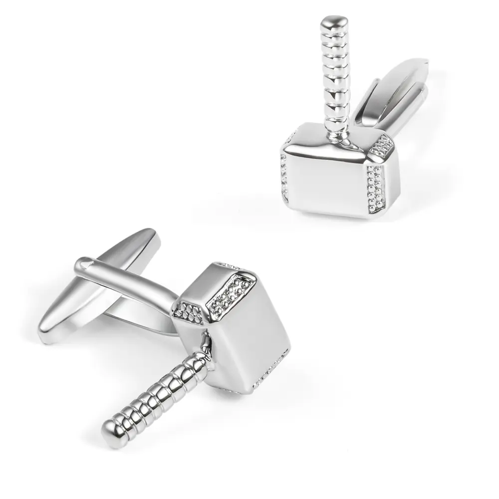 OEM Fashion Factory Price Copper Material Silver Plated Thor's Hammer Cufflinks CL0030-S Suppliers, Exporters