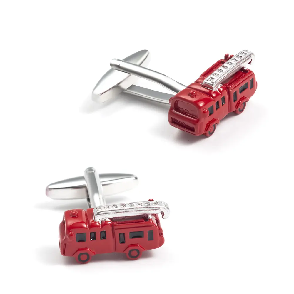 Wholesale Men's Business Red Fire Engine Truck Novelty Cufflinks Low Price CC0282