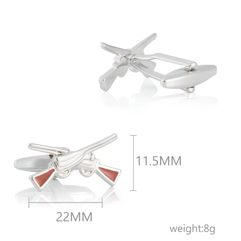 Custom High Quality French Novelty Designer Double Hunter Gun Shape Copper Cufflinks Wholesale CC0328 Manufacturer, Exporter