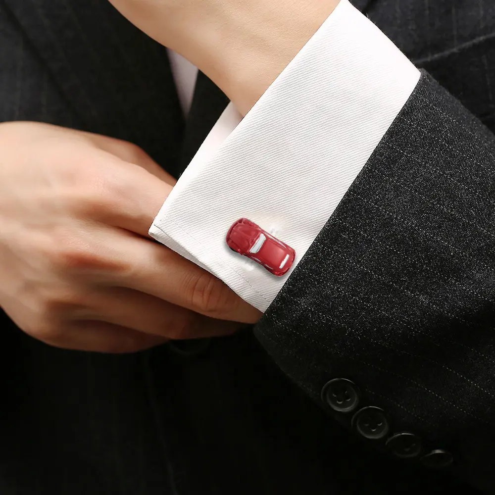 Wholesale Mens Personalized Beetle Red & White 3D Car Cufflinks Mens Sleeve Jewelry CC0110