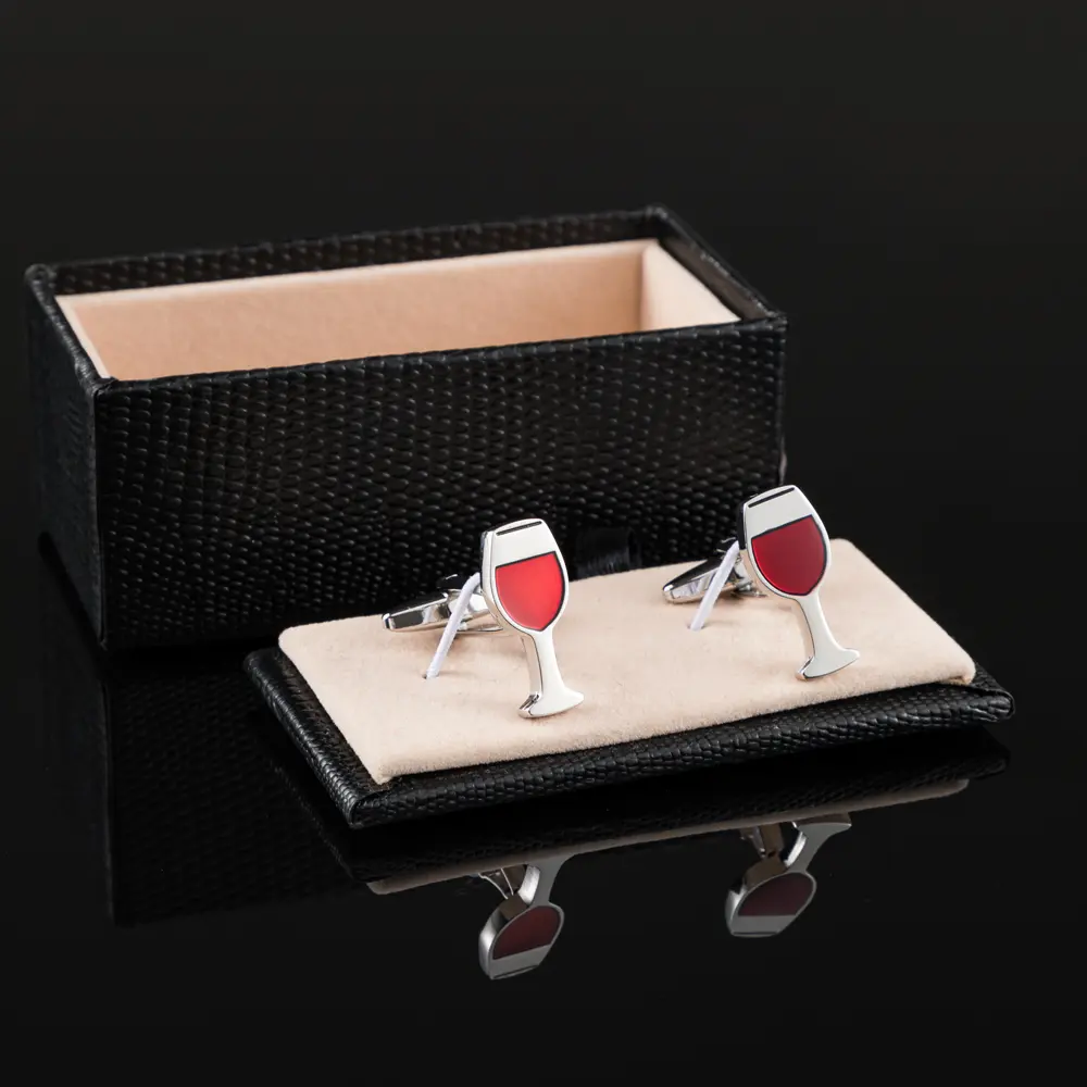 ODM Popular Selling Red Wine Bottle Glass Shape Cufflinks French Style Shirt Buttons CC0329-AB Manufacturers, Company