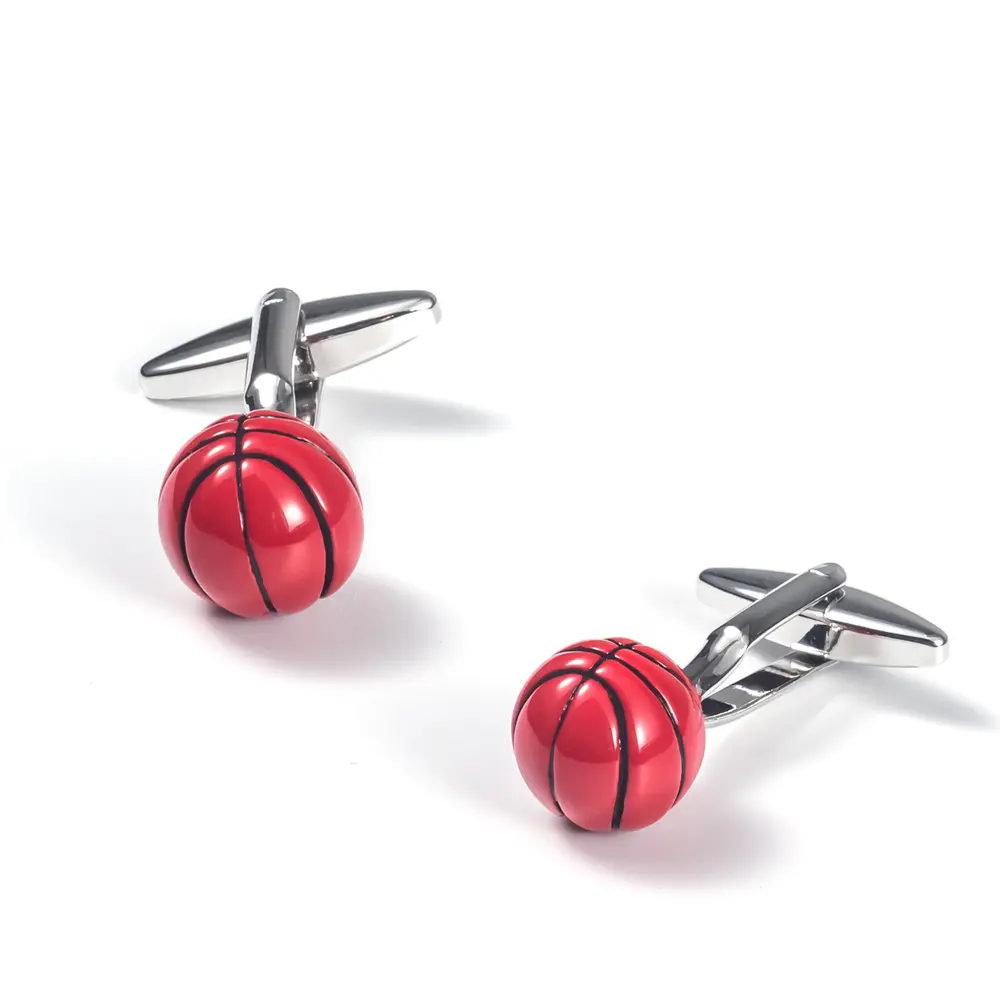 Custom High Quality Mens Enamel Red Basketball Copper Cufflinks for Men Shirt CC0067-Red Manufacturers, Factories