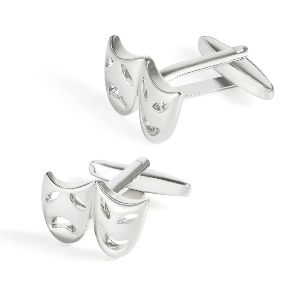 Wholesale Factory Highly Polished Tragedy Cufflinks Metal Drama Mask Cuff Links CL0041 Supplier, Factories