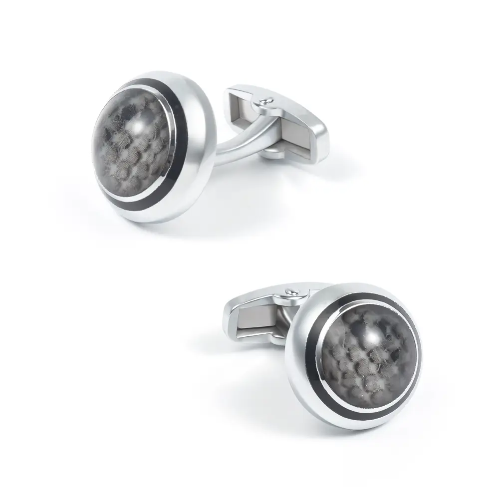 Custom Vintage Round Natural Lace Agate with Silver Plated Cufflinks for Men Shirt Exporters, Companies