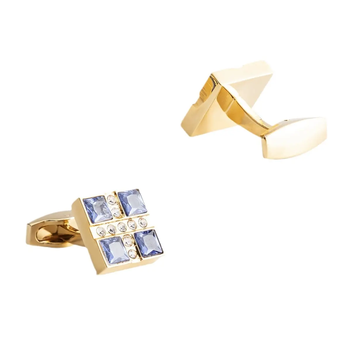 Custom High Quality Gold Sapphire Men's Wedding Unisex Suit Party Business French Shirt Cufflinks CS0101 Exporter, Exporters