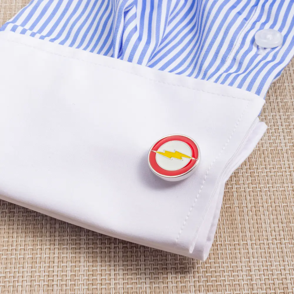 Wholesale Factory Custom Personalized Enamel Gemelos Flash Logo Men Suit Cufflinks CC0302 Manufacturer, Factories