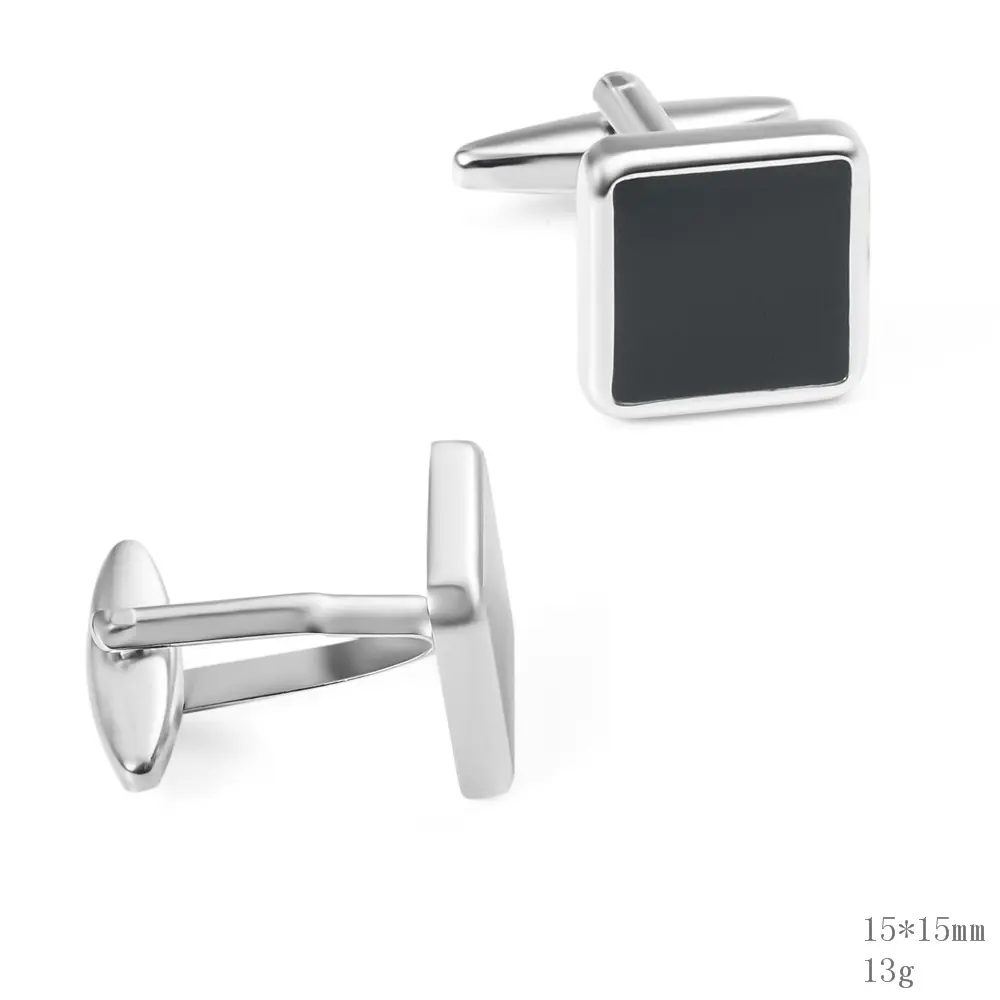 Wholesale China Cheap Stock Blank Classic Simple Black Enamel Cufflinks for Men On Shirt CC-Q200 Suppliers, Exporters