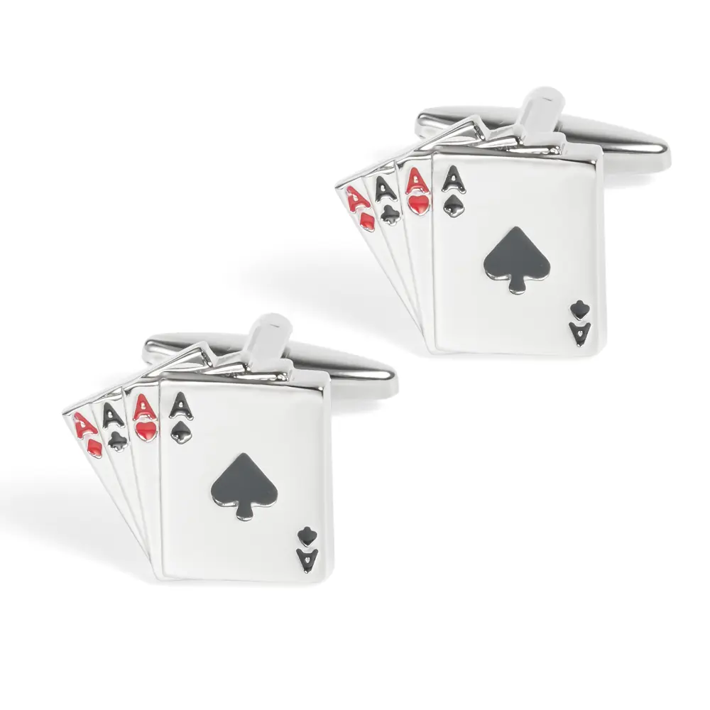 Custom Factory OEM Low Price French Shirt Accessories 4 Aces Novelty Card Game Cufflinks Best Gifts for Mens CC0010 Suppliers, Factories