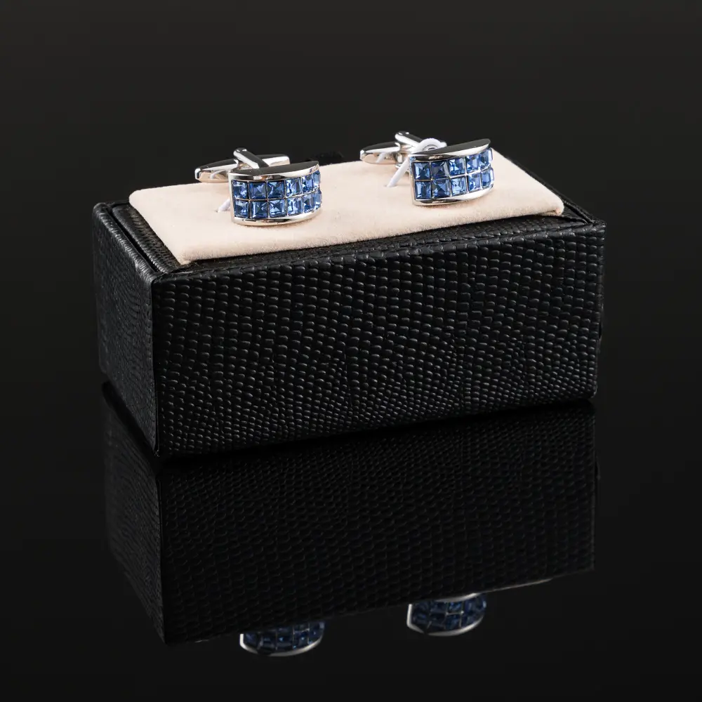 OEM Luxury Low MOQ Brass Material Blue/Green Rhinestone Men Shirt Cuff links Accessories For Wedding CS0047 Manufacturer, Exporters