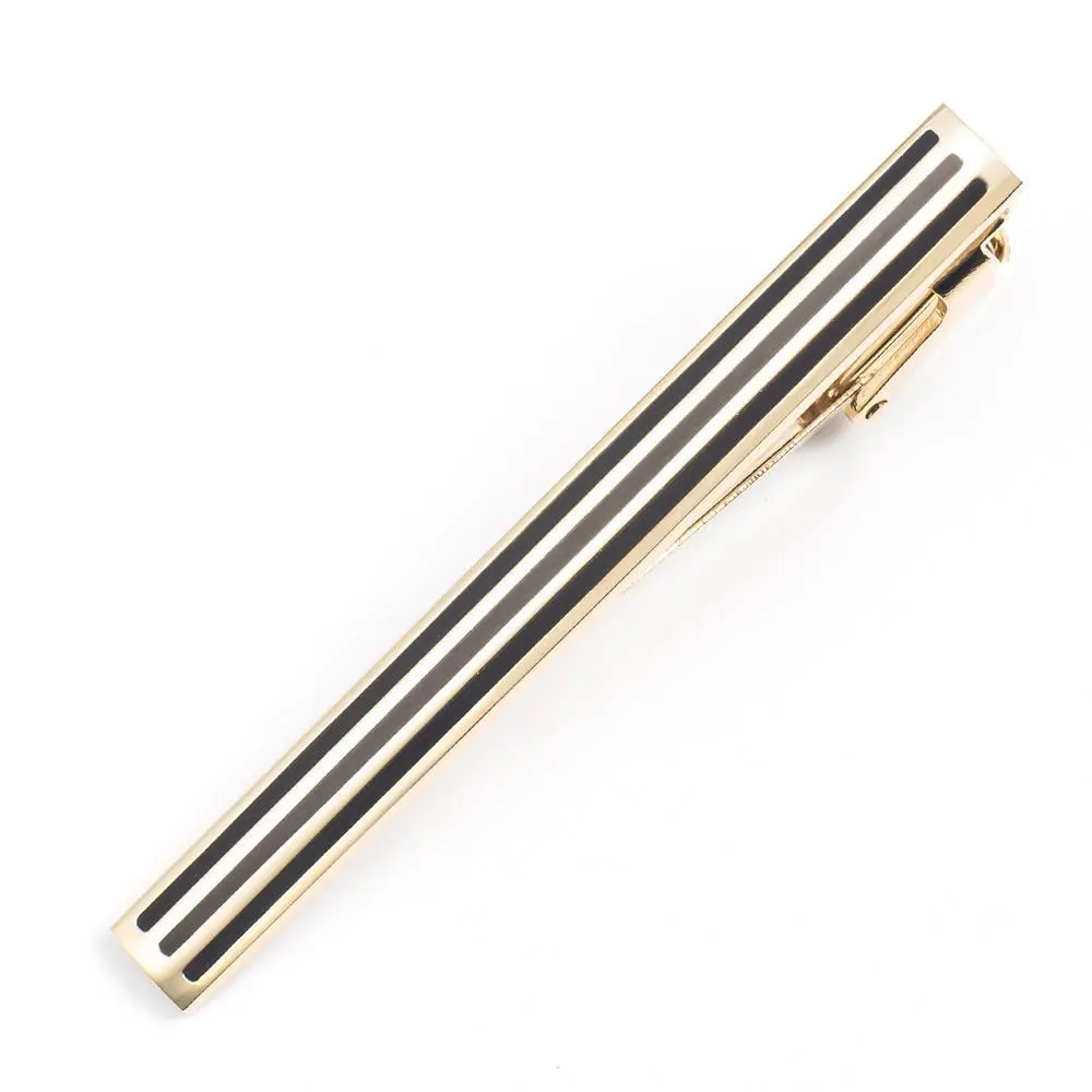 Wholesale Enamel Tie Clips Men's Simple Stripe Design Gold Metal Tie Bar TC9007-G