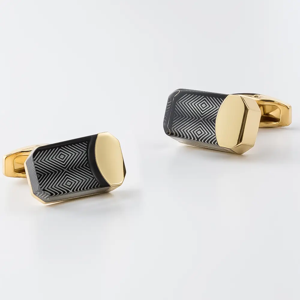 Custom Vintage Geometric Speaker Shape Fashion Golden Black Men Cufflinks Supplier, Suppliers